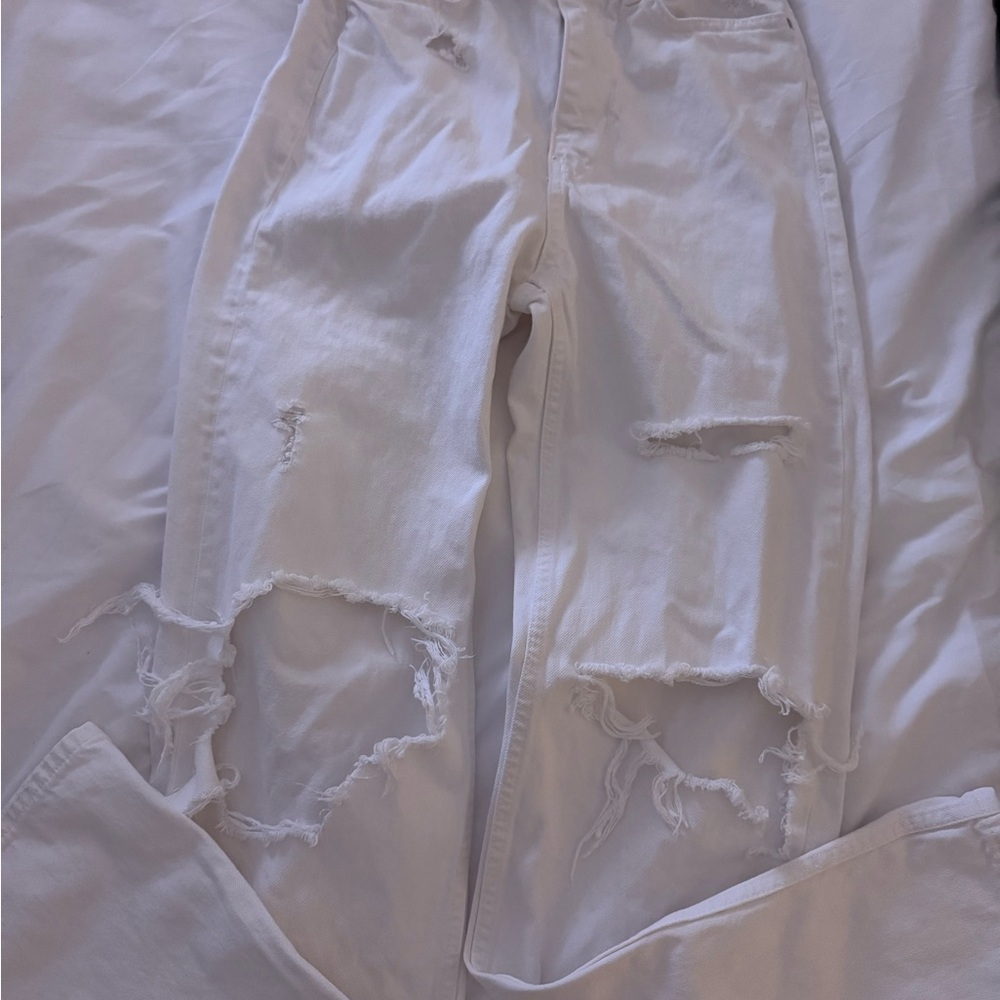 Distressed White Jeans